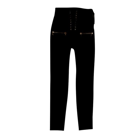 UNRAVEL PROJECT Black Leather Skinny Lace Up Pants Size 26 $2085 - Picture 1 of 5